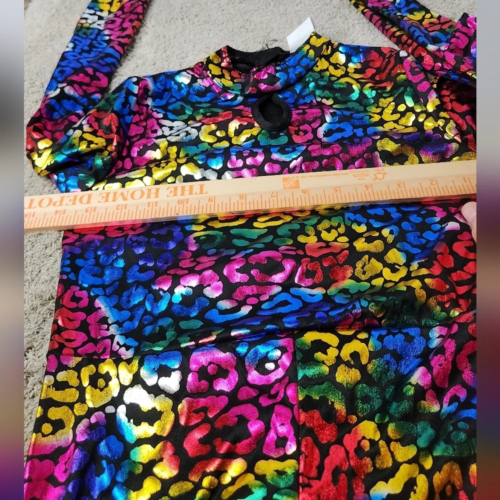 Child's Cat Rainbow Foil Jumpsuit Costume Small